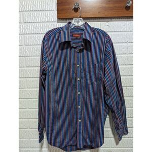 Austin Reed Men's Multi-Color Striped Long-Sleeve Button-Down Cotton Shirt Large